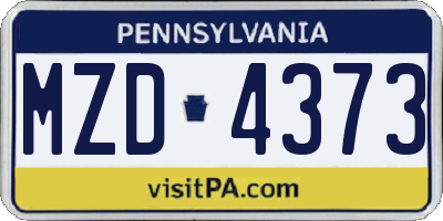 PA license plate MZD4373
