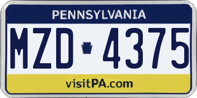 PA license plate MZD4375
