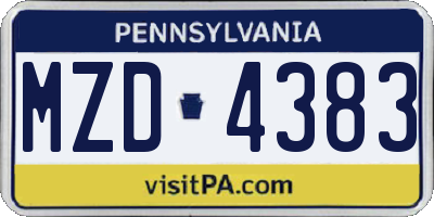 PA license plate MZD4383