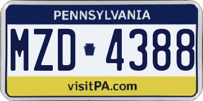 PA license plate MZD4388