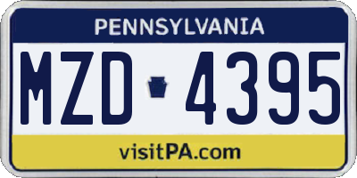 PA license plate MZD4395