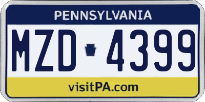 PA license plate MZD4399