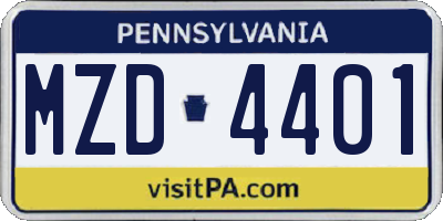 PA license plate MZD4401