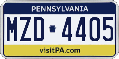 PA license plate MZD4405