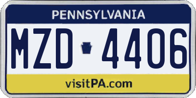 PA license plate MZD4406