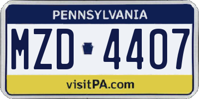 PA license plate MZD4407