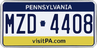 PA license plate MZD4408