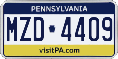 PA license plate MZD4409