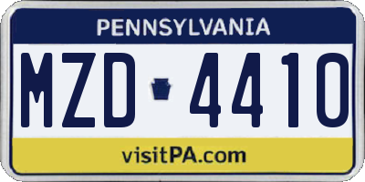 PA license plate MZD4410