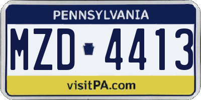 PA license plate MZD4413