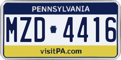 PA license plate MZD4416