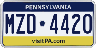PA license plate MZD4420