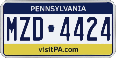 PA license plate MZD4424