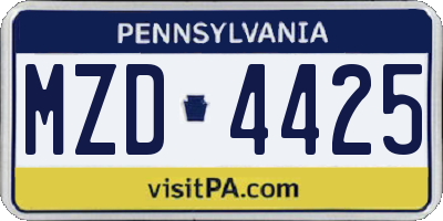 PA license plate MZD4425