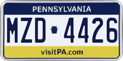 PA license plate MZD4426