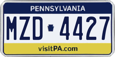 PA license plate MZD4427