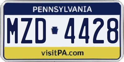 PA license plate MZD4428