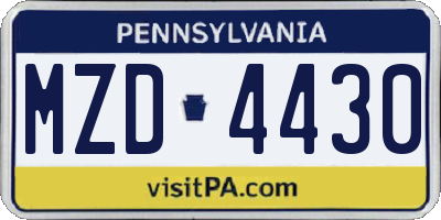 PA license plate MZD4430