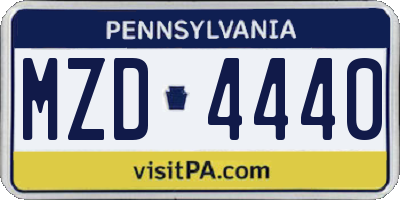 PA license plate MZD4440