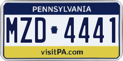 PA license plate MZD4441