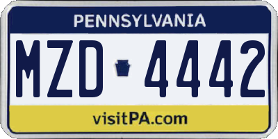 PA license plate MZD4442
