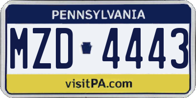 PA license plate MZD4443