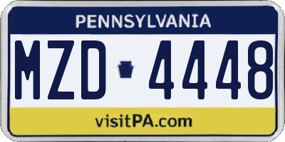 PA license plate MZD4448