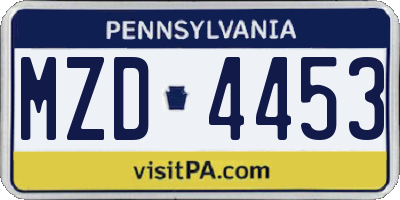 PA license plate MZD4453