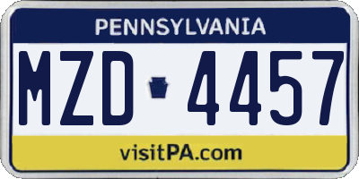 PA license plate MZD4457