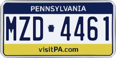 PA license plate MZD4461