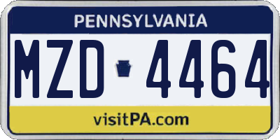 PA license plate MZD4464