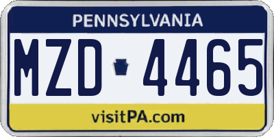 PA license plate MZD4465
