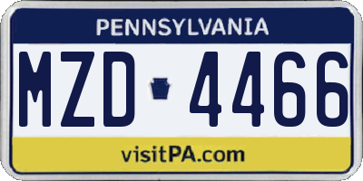 PA license plate MZD4466