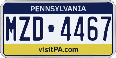 PA license plate MZD4467