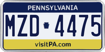 PA license plate MZD4475