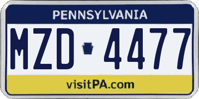 PA license plate MZD4477