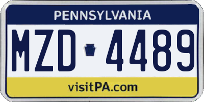 PA license plate MZD4489