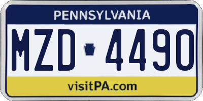 PA license plate MZD4490