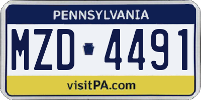 PA license plate MZD4491
