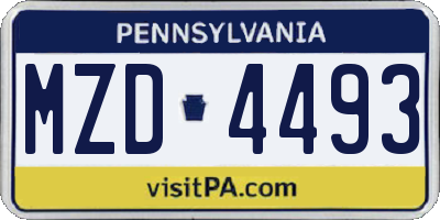 PA license plate MZD4493