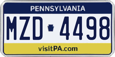 PA license plate MZD4498