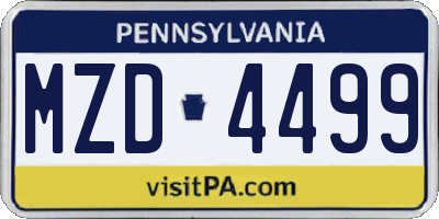 PA license plate MZD4499