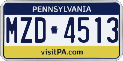 PA license plate MZD4513