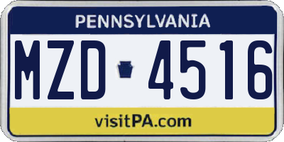PA license plate MZD4516