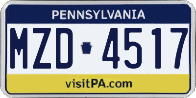PA license plate MZD4517