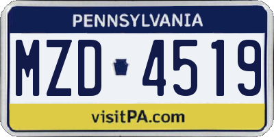 PA license plate MZD4519