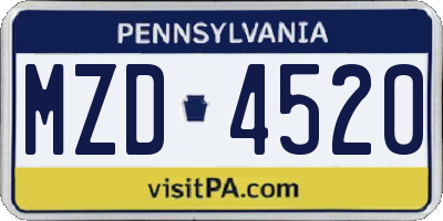 PA license plate MZD4520