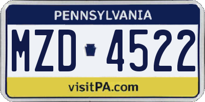 PA license plate MZD4522