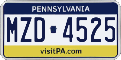 PA license plate MZD4525