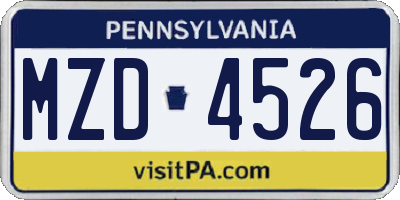 PA license plate MZD4526